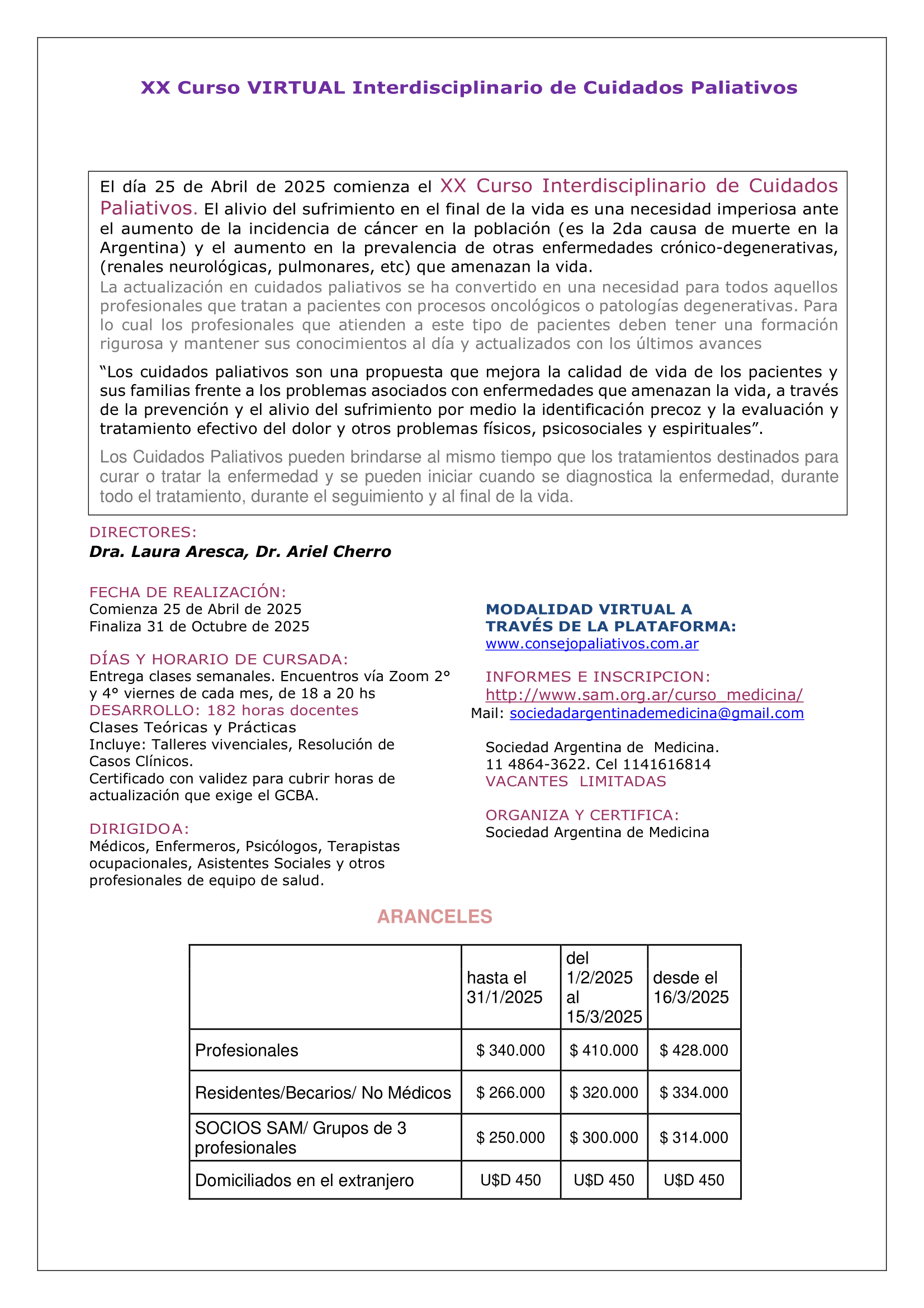 XX Curso Interdisciplinario de Cuidados Paliativos 2025-1