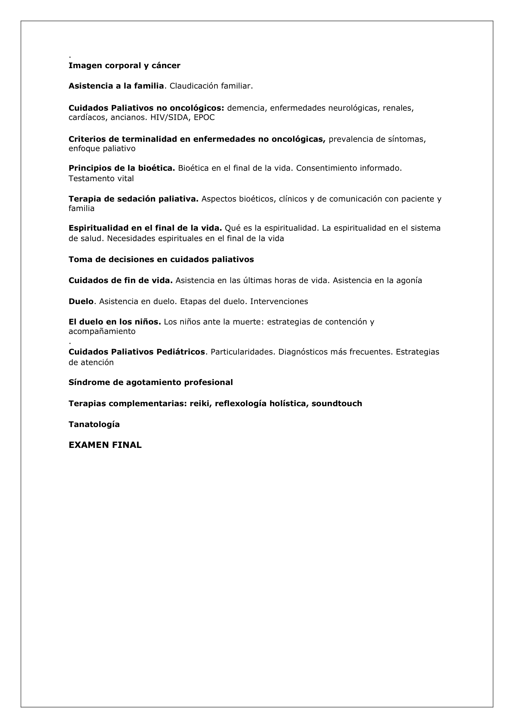 XX Curso Interdisciplinario de Cuidados Paliativos 2025-3